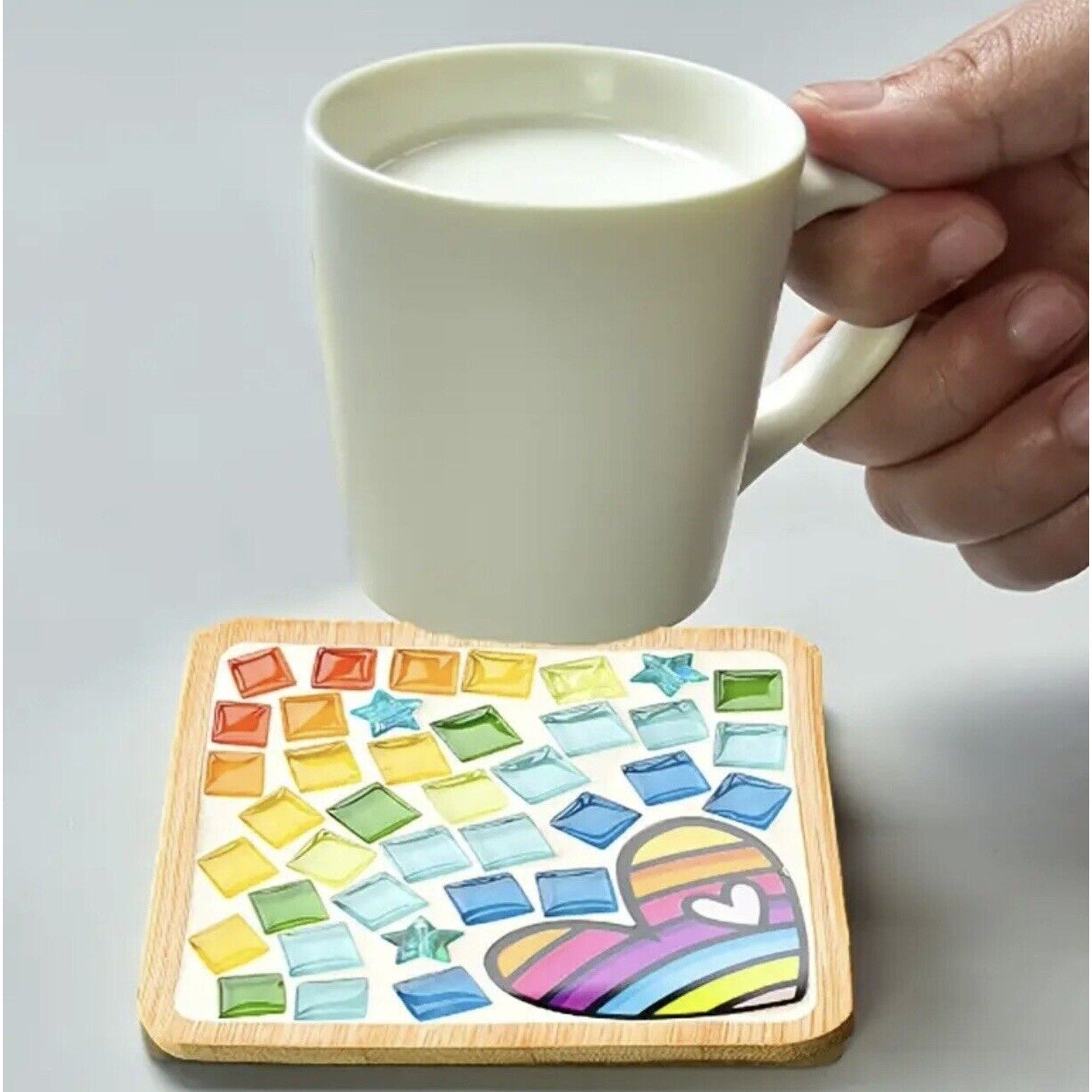 Mosaic Coaster Handmade Material Kit Bamboo Tableware Mat Craft Decor Toy DIY