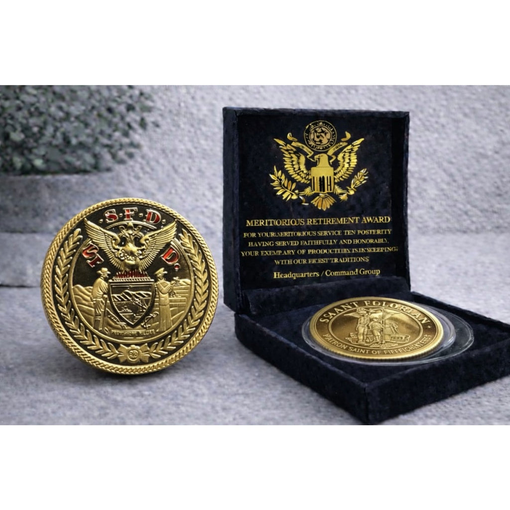 SFFD SAN FRANCISCO FIRE DEPT Challenge Coin w/ Retirement Award