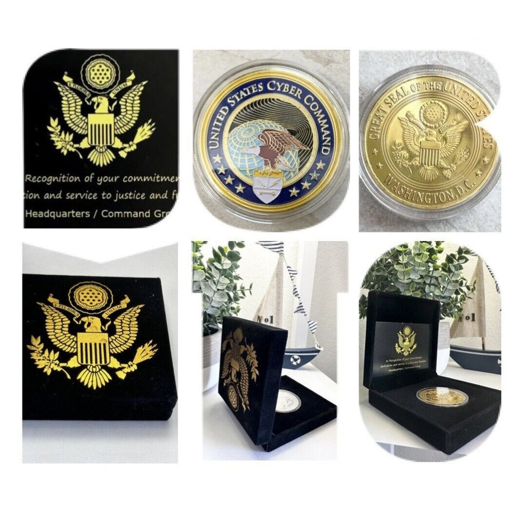 US CYBER COMMAND-Department of Defense Challenge Coin USCYBERCOM W/ Velvet Case