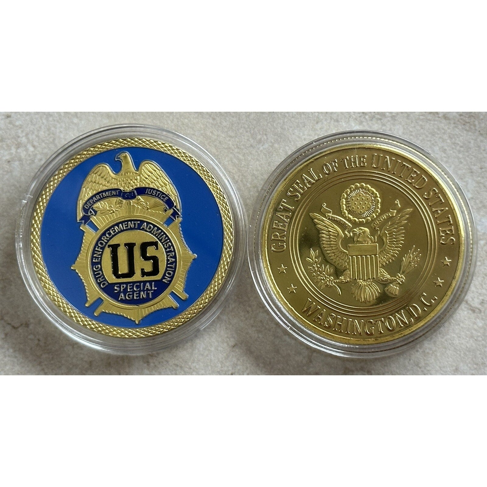 U S DRUG ENFORCEMENT ADMINISTRATION (DEA) Coin With Retirement Award