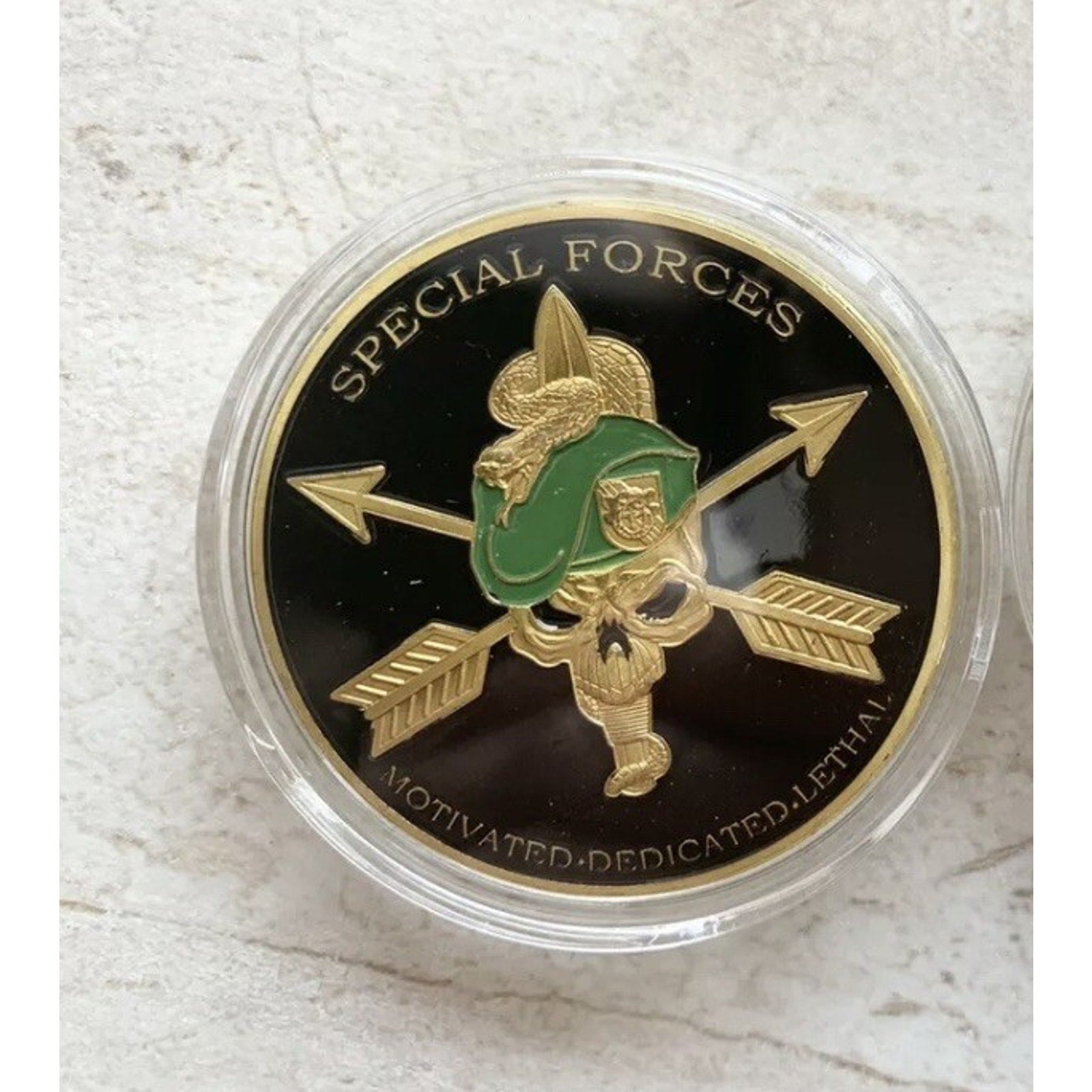 U.S Army Special Forces SF Motivated Dedicated Lethal Coin & men necklace
