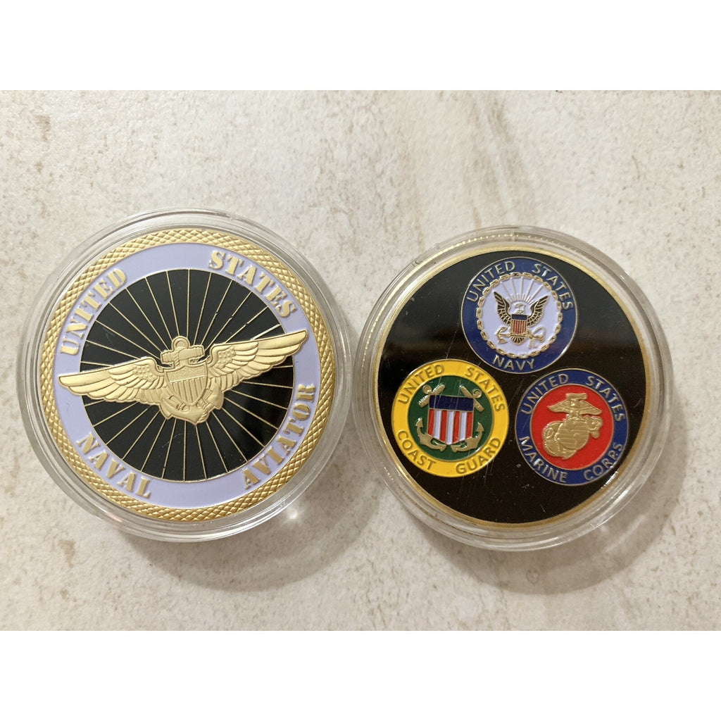 U S NAVAL AVIATOR 'WINGS' Challenge Coin With Retirement Award