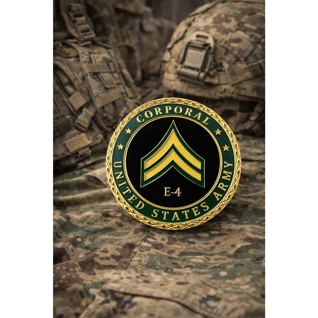 UNITED STATES ARMY - Rank CORPORAL E-4 Challenge Coin with Case ·FAST SHIPPING·