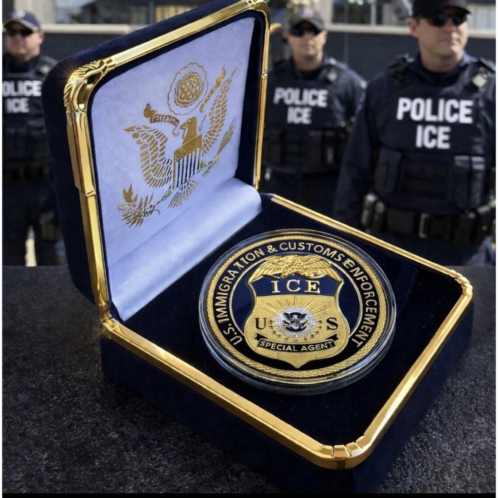 Challenge Coin ICE Special Agent With President Trump Case