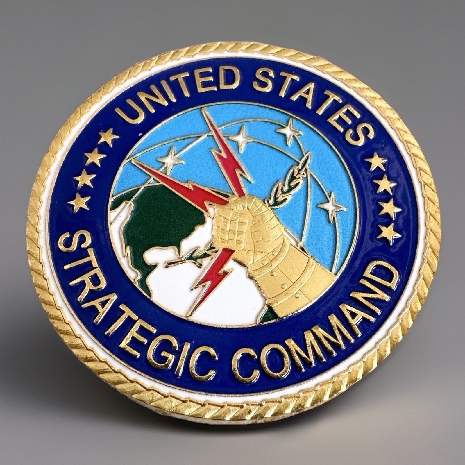United States Strategic Command Challenge Coin With Blue Velvet Case