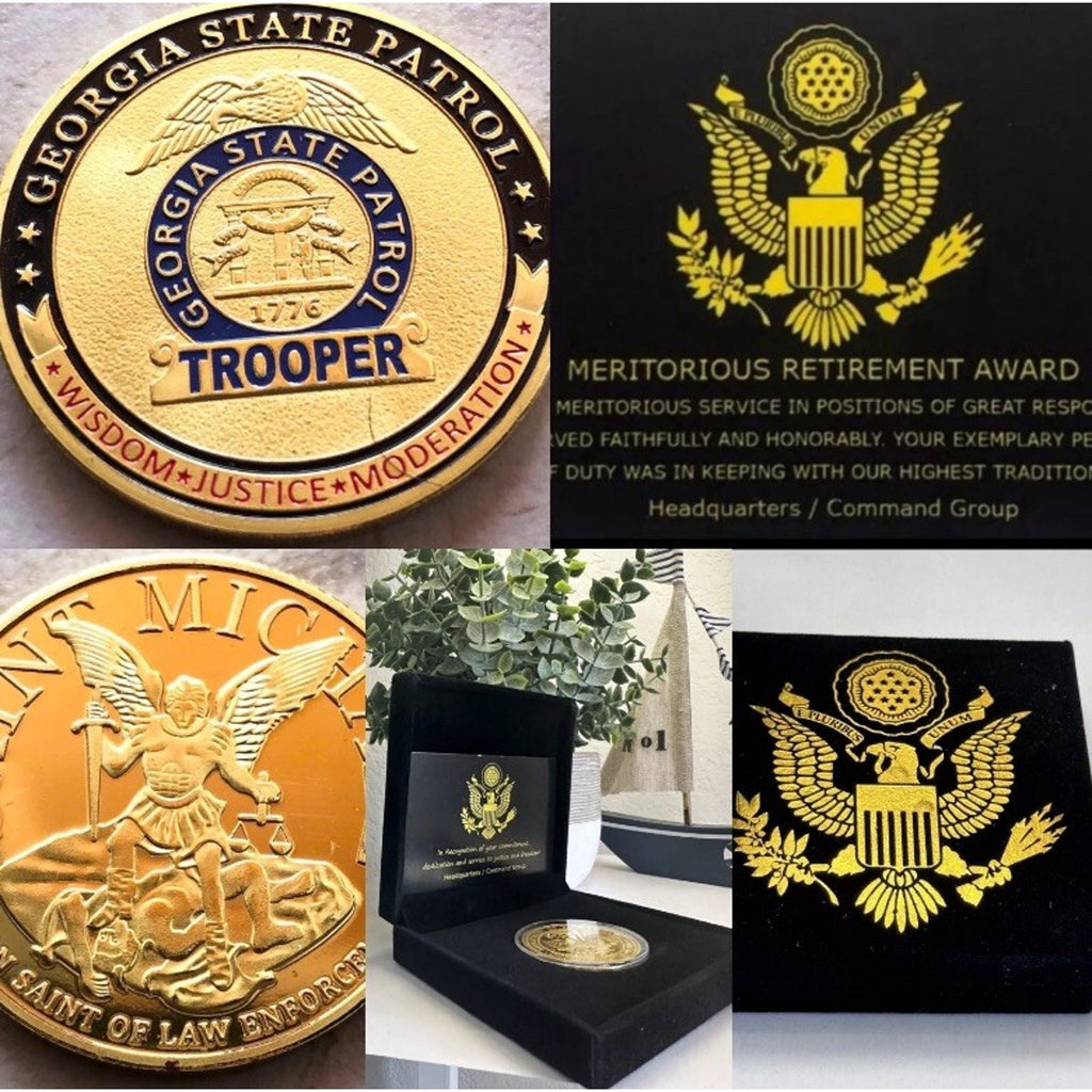 GEORGIA STATE PATROL Challenge Coin With Retirement Award