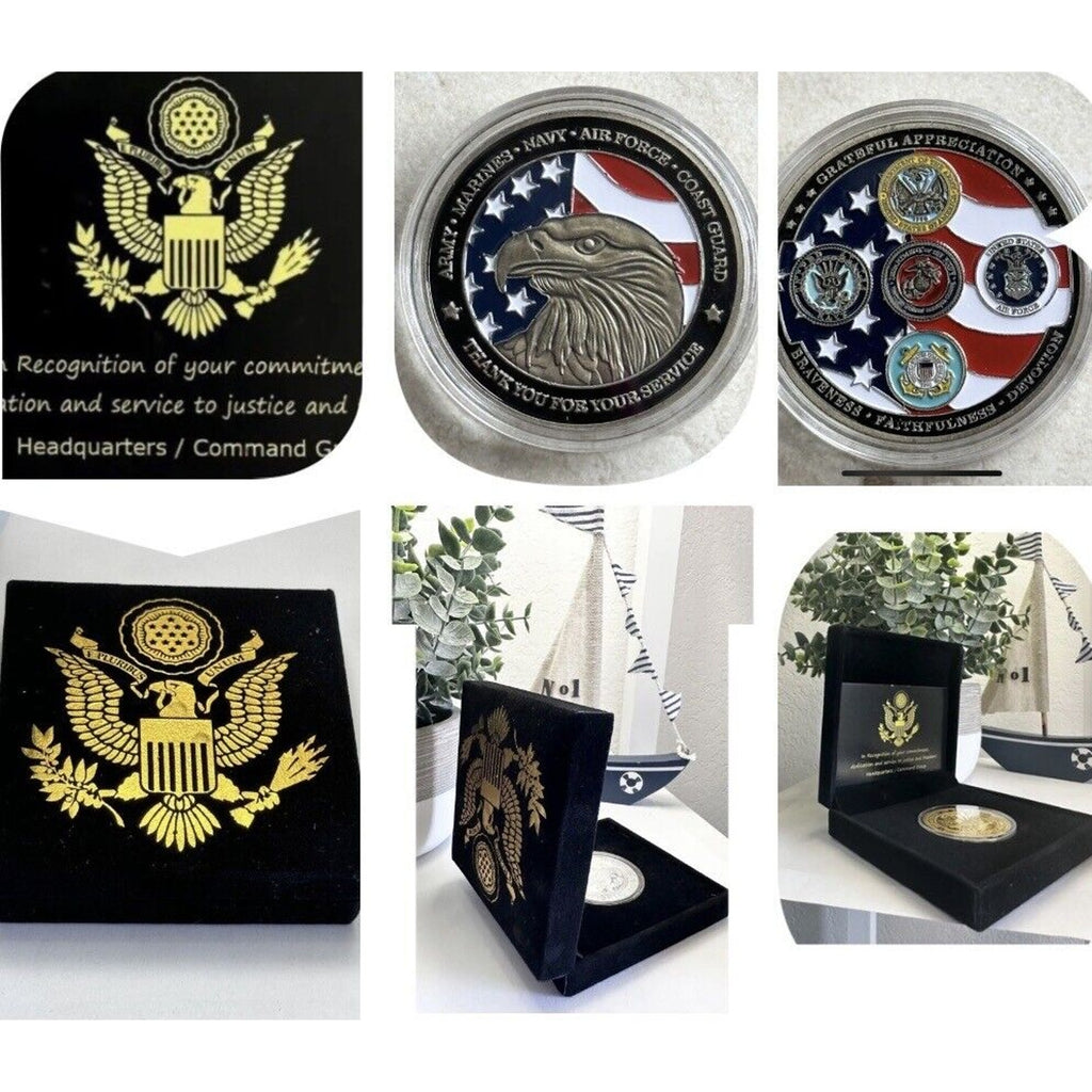 Thank You For Your Service Military Enamel Coin USA