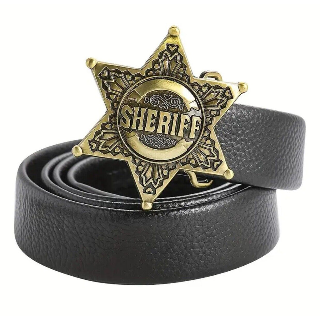Bronze Sheriff Badge Star Metal Fashion Belt Buckle