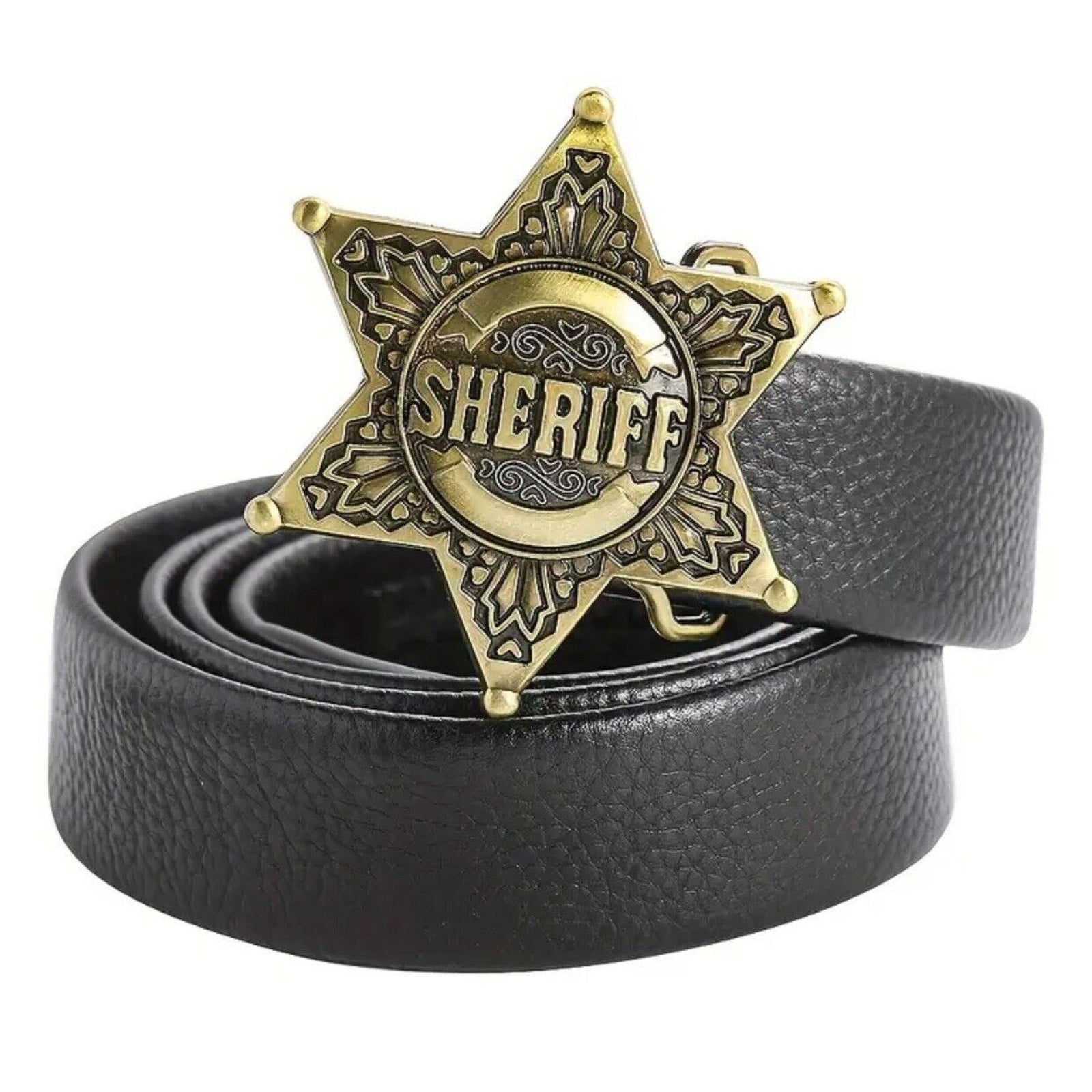 Bronze Sheriff Badge Star Metal Fashion Belt Buckle
