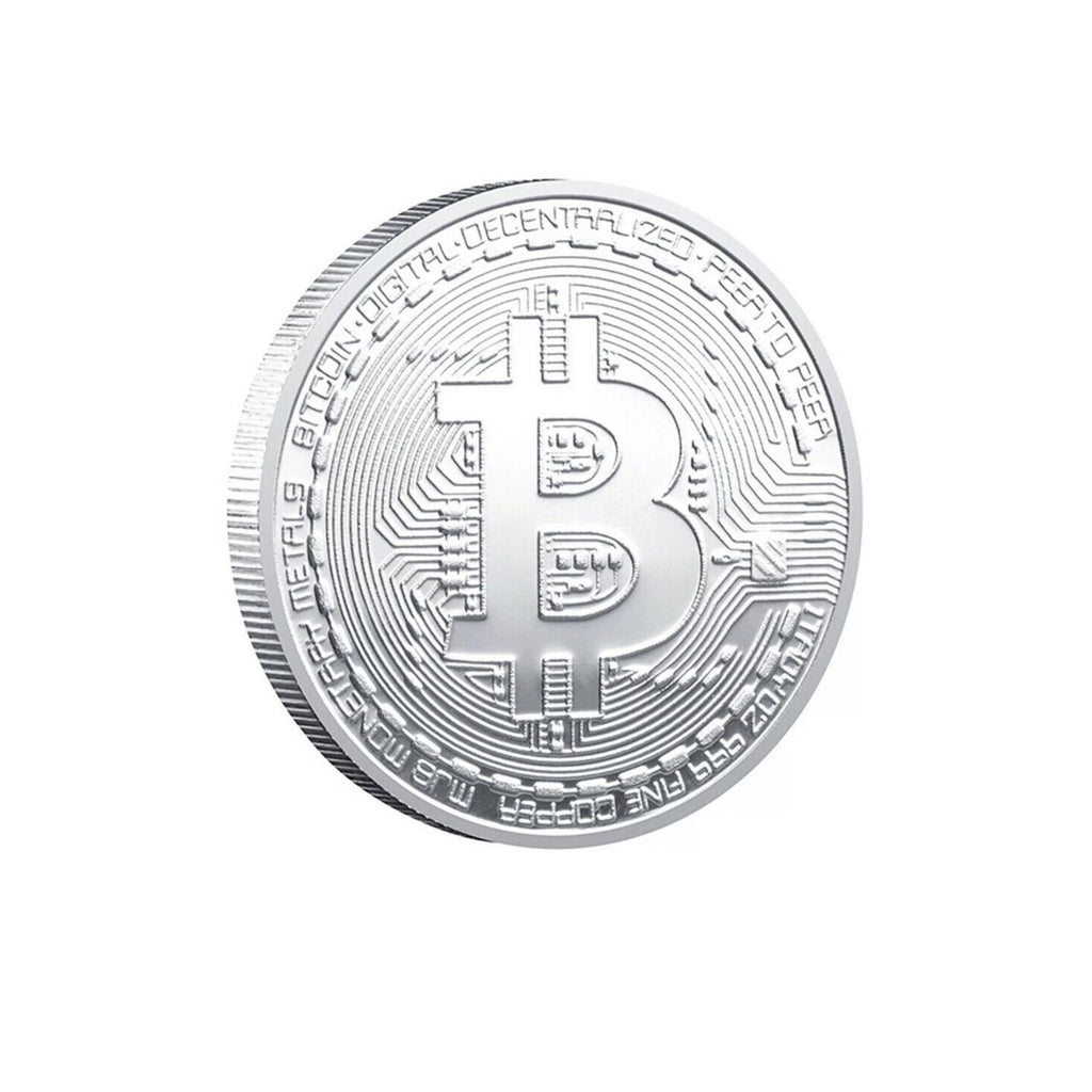 Silver Bitcoin Coins Commemorative Collectors Silver Plate Coin USA