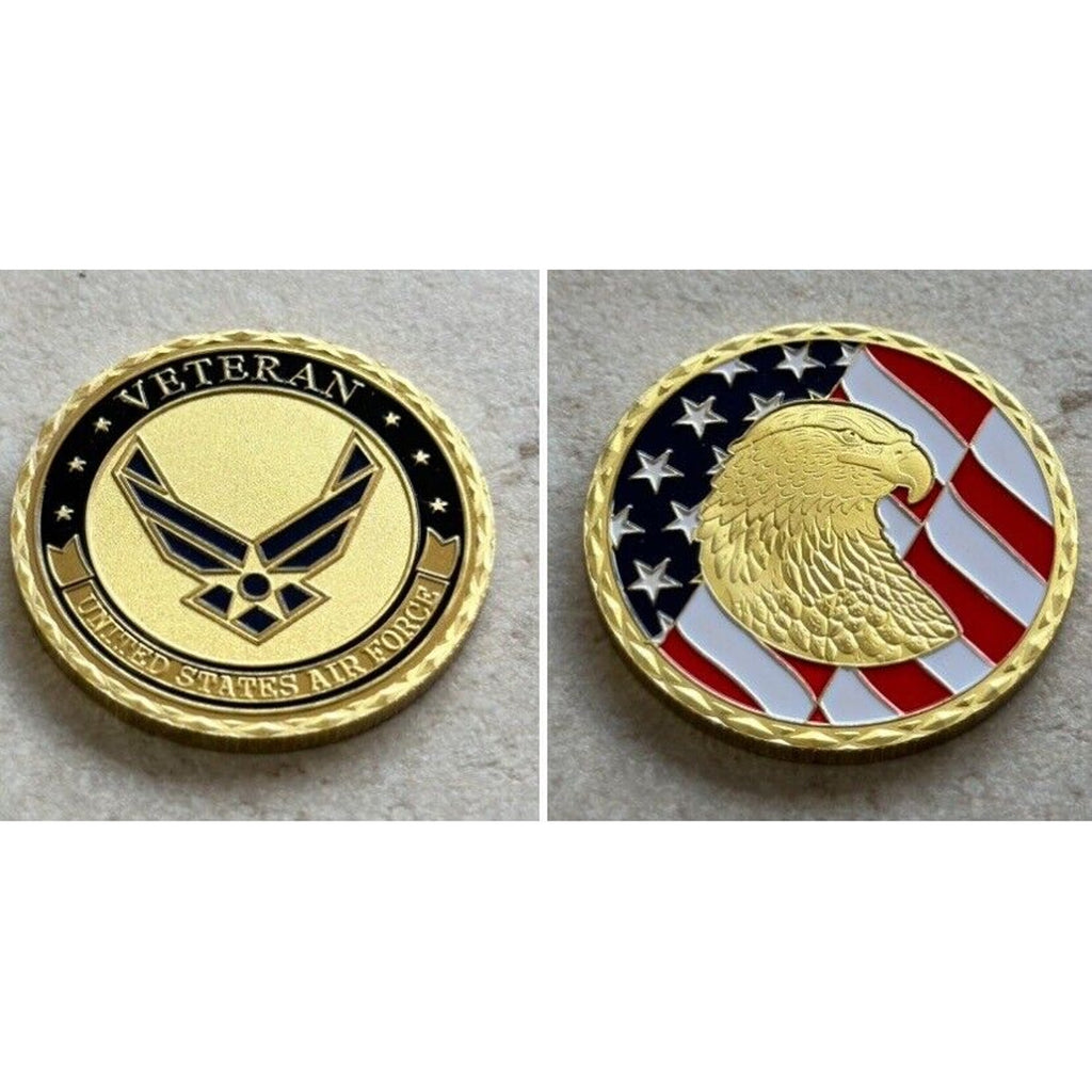 NEW USAF U.S. Air Force Veteran with eagle and flag Challenge Coin. USAF