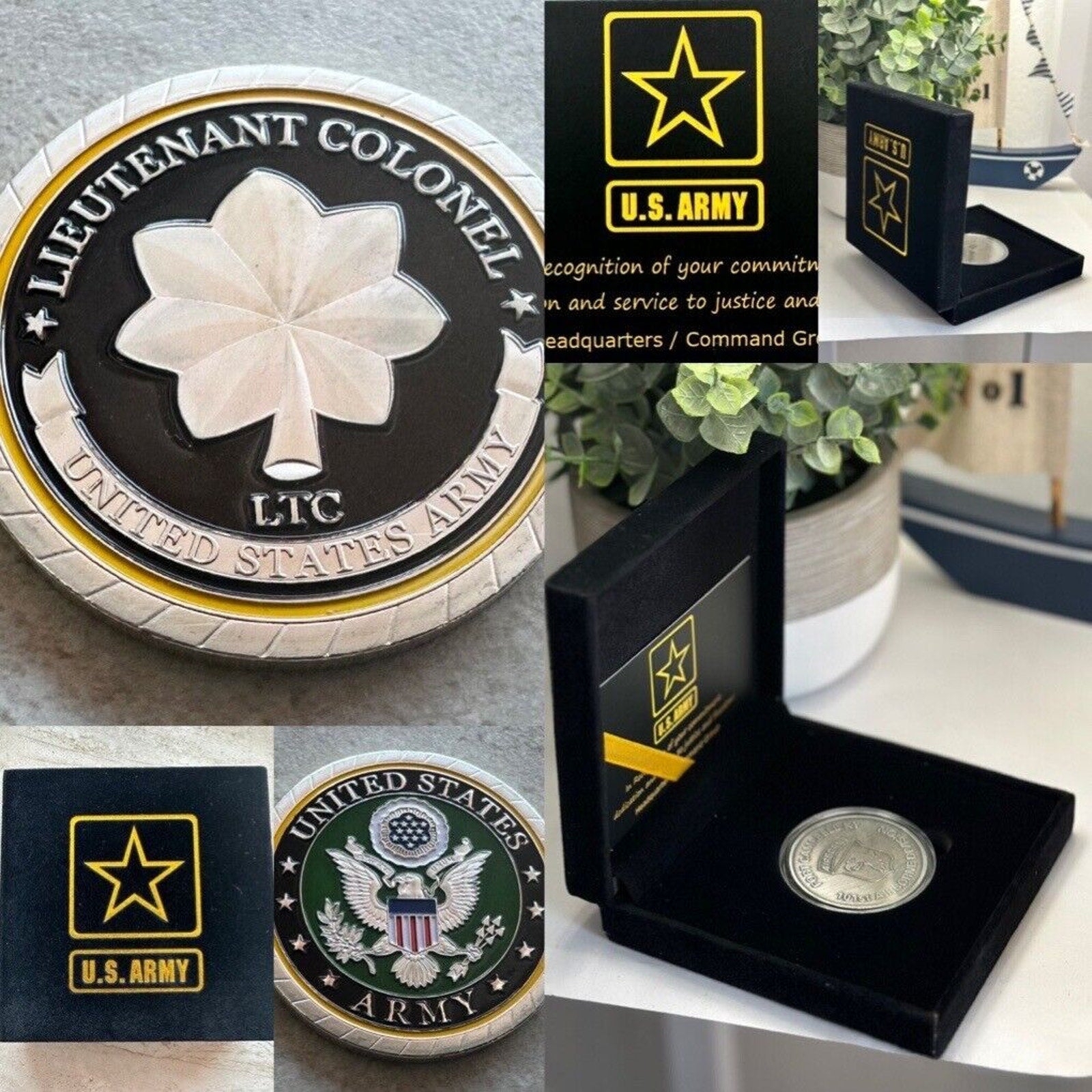 U.S Army Lieutenant Colonel Rank Officer Challenge Coin With Velvet Case