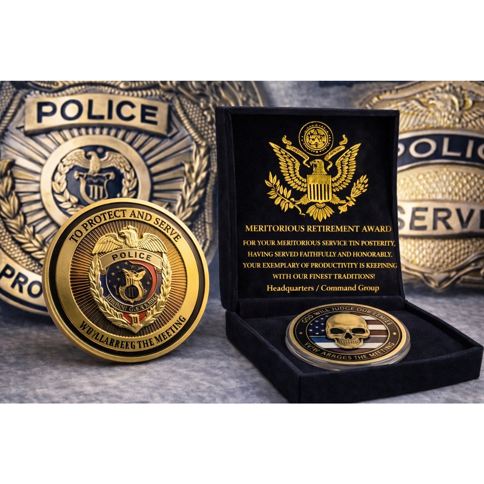 Badge Law Enforcement Protect Police Officer Department w/ Retirement Award