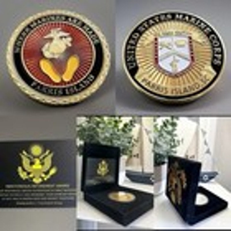 PARRIS ISLAND - USMC RECRUIT DEPOT Challenge Coin USMC Retirement Award.