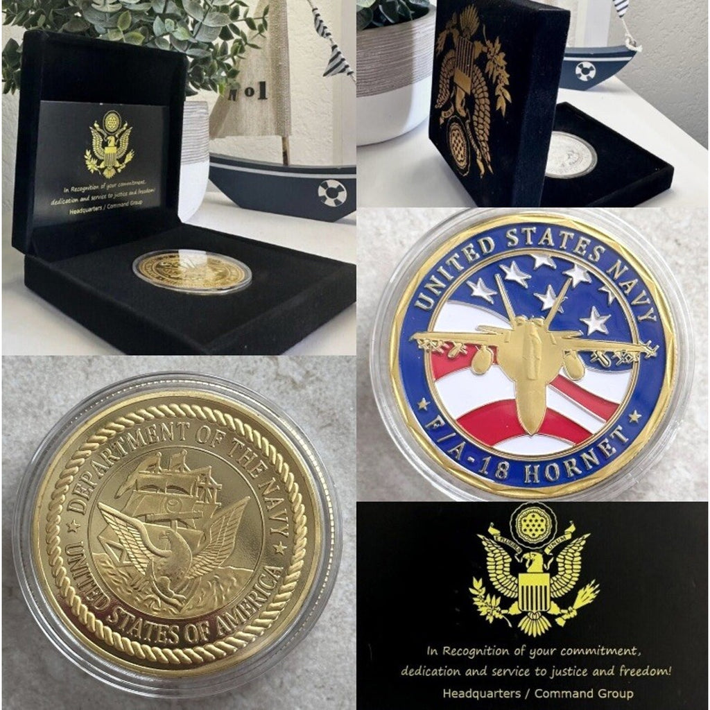 F/A-18 Hornet Challenge Coin USN US NAVY With Retirement Award