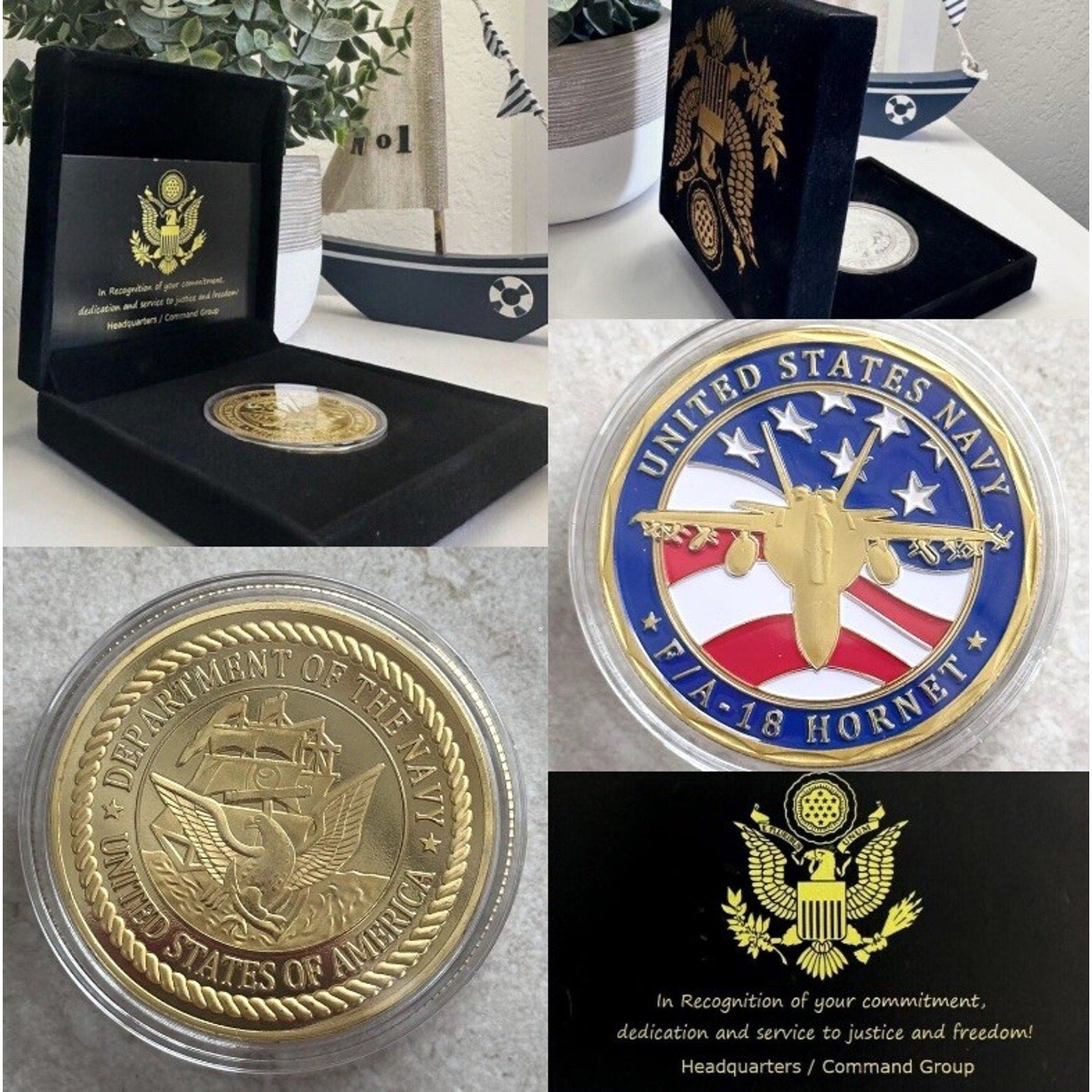 F/A-18 Hornet Challenge Coin USN US NAVY With Retirement Award