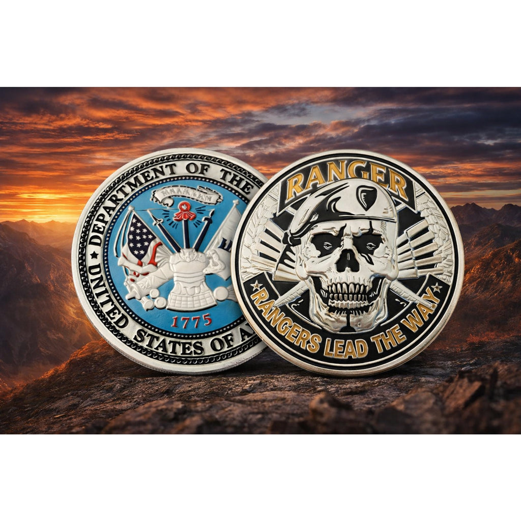 US ARMY RANGERS LEAD THE WAY Challenge Coin Army Ranger SEAL SKULL. New!