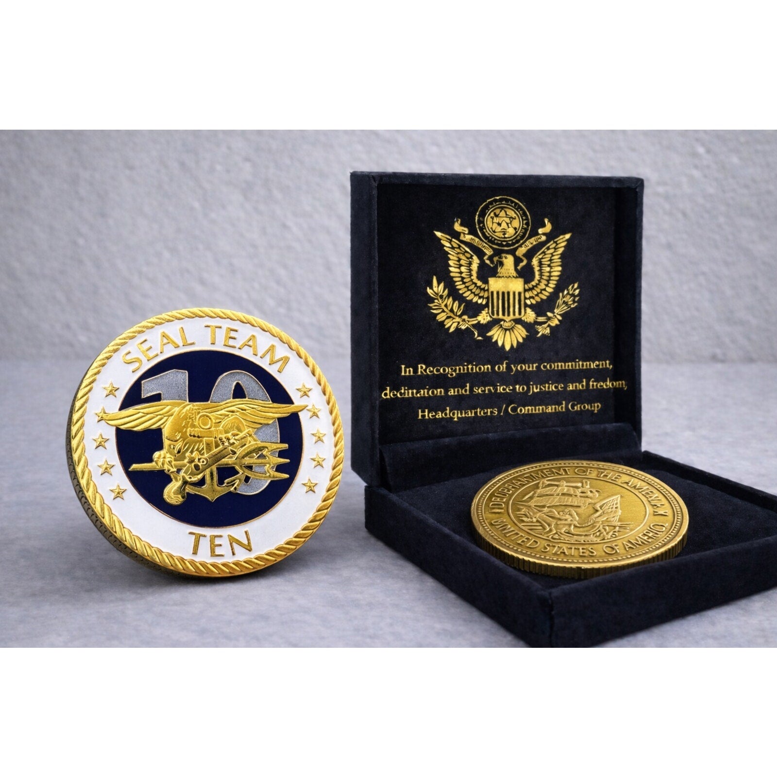 U.S. Navy Seal Team 10 Challenge Coin ·FAST SHIPPING· ·NEW· w/ Achievement Award