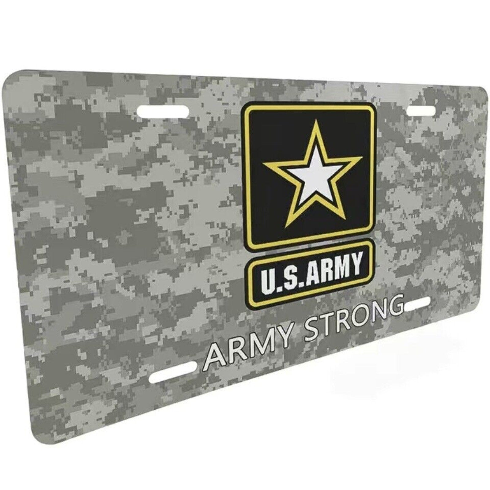 White US Army Strong 6"x12" Aluminum License Plate Tag