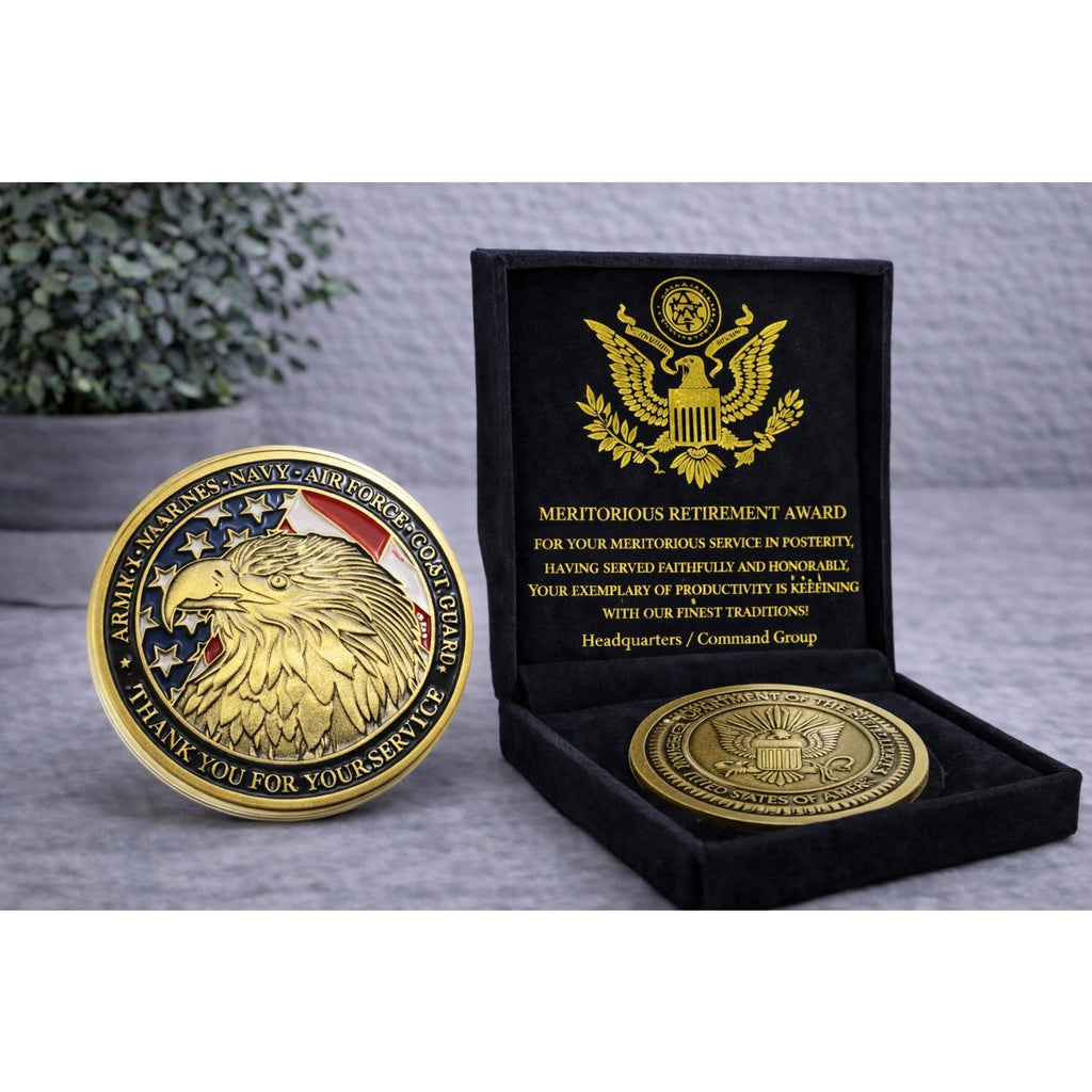 US Military Eagle "THANK YOU"ARMY-NAVY- AIR FORCE COAST GUARD w/ Retirement Awar