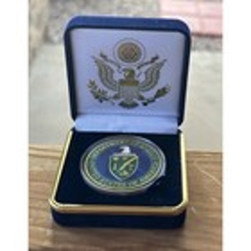 Department of Energy (DOE) Challenge Coin With Blue Velvet Case. Fast Shipping!