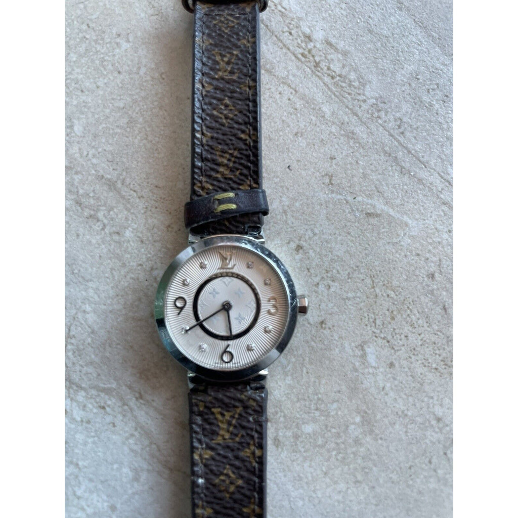 LOUIS VUITTON Tambour Slim Monogram, Quartz, 28mm, Stainless Steel Pre-owned