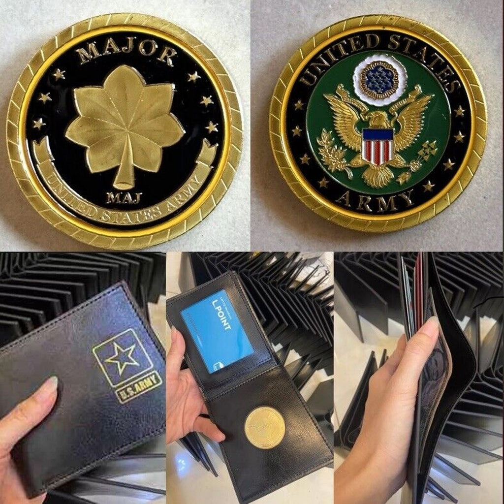 Army Rank Major MAJ With Credential coin holder wallet