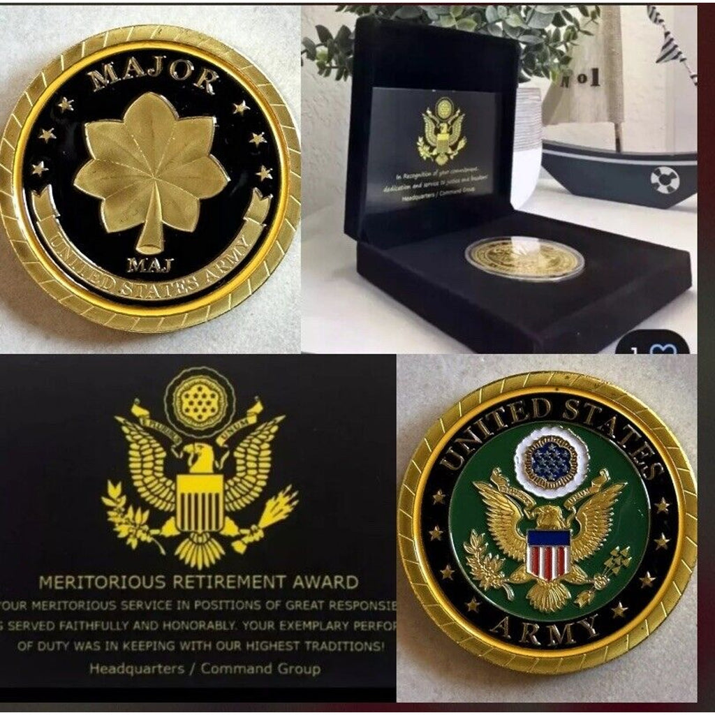 Army Rank Major MAJ Retirement Award Coin