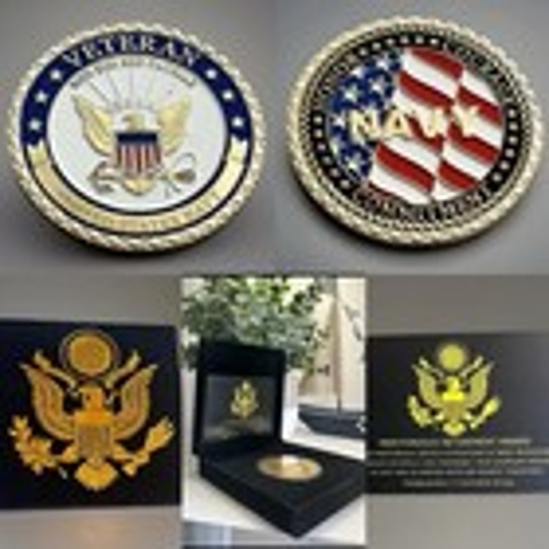 US NAVY VETERAN Challenge Coin With Black Velvet Case Retirement Award