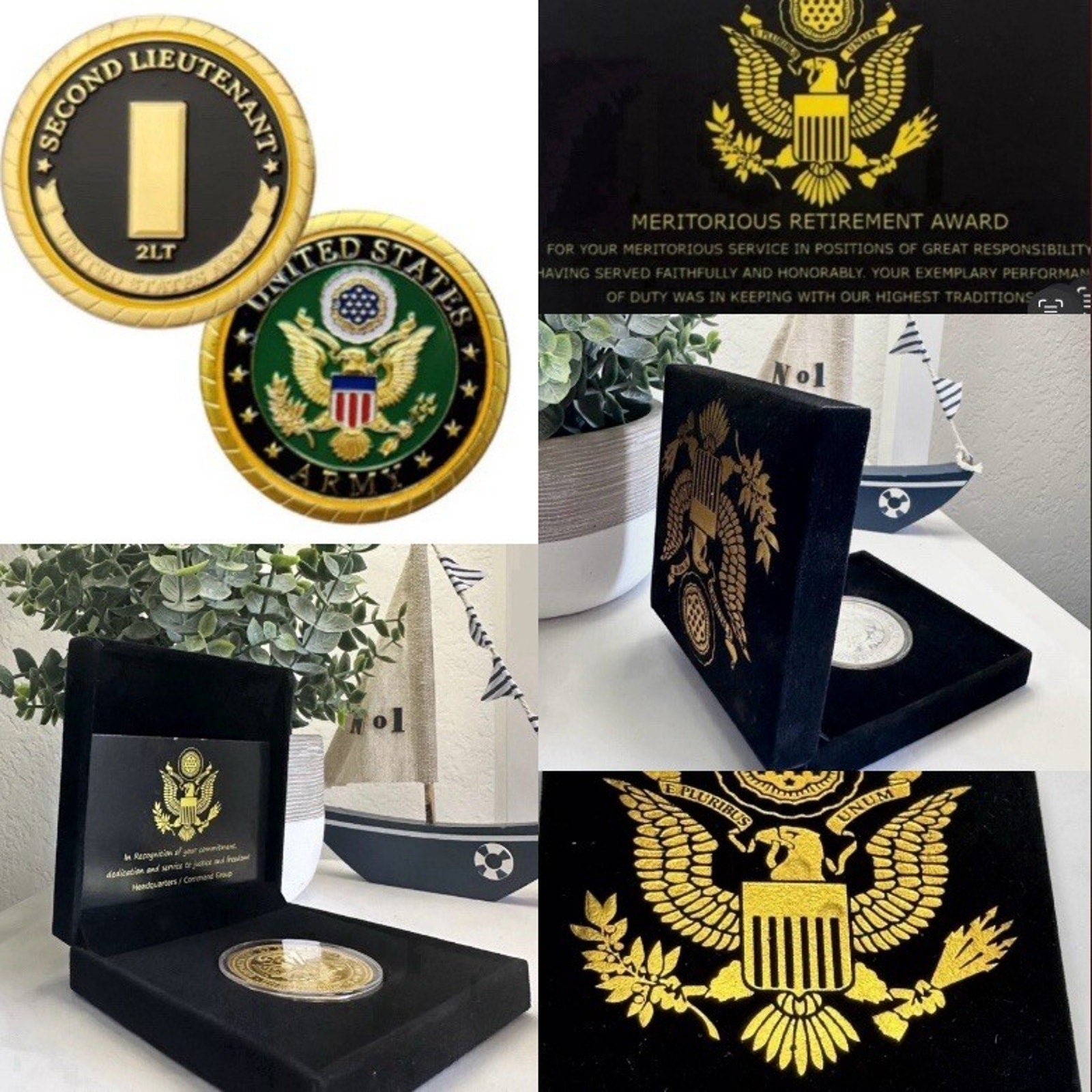 US ARMY 2LT SECOND (2ND) LIEUTENANT Challenge Coin With Retirement Award