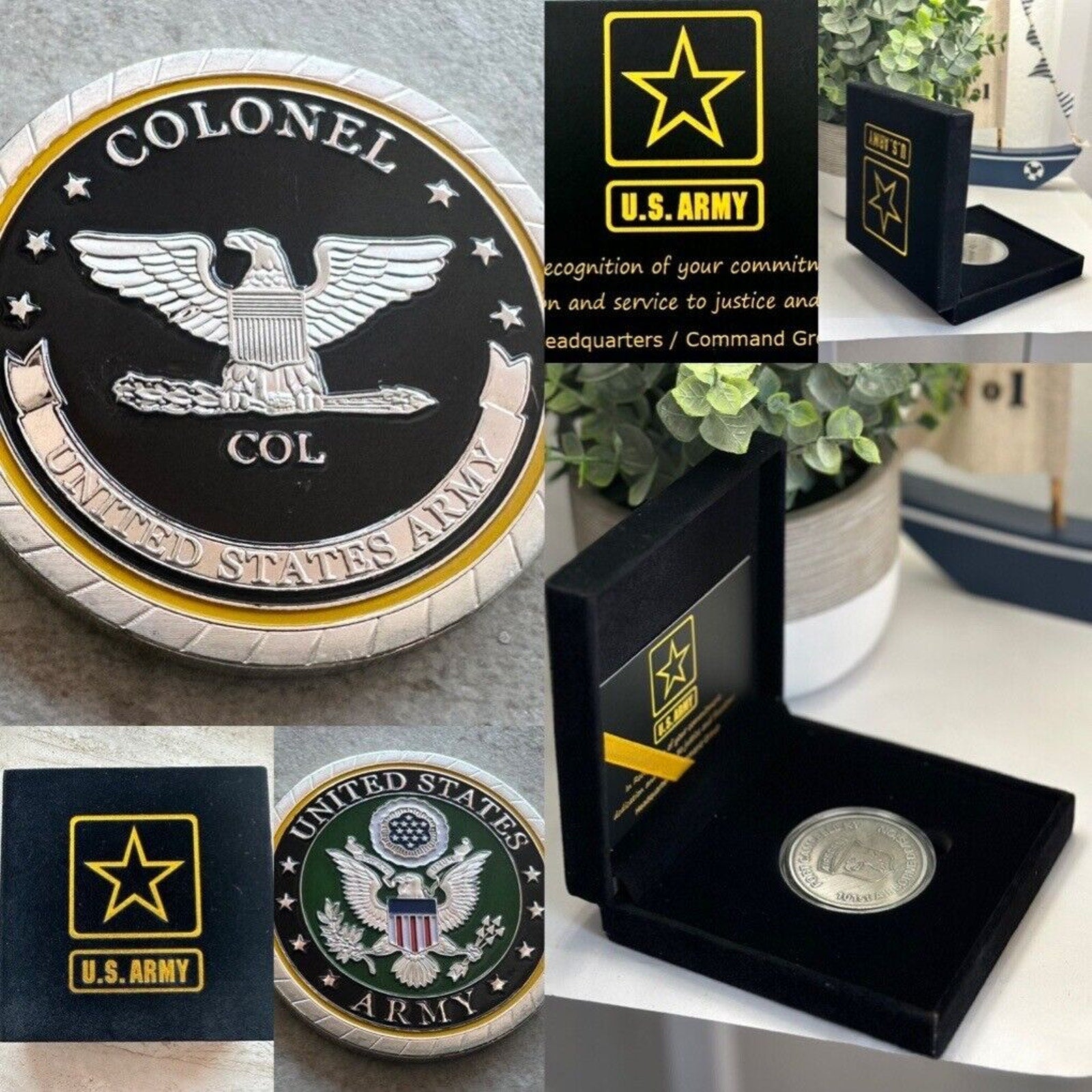 COLONEL ARMY MILITARY CHALLENGE COIN USA Army Come With Army Velvet Case
