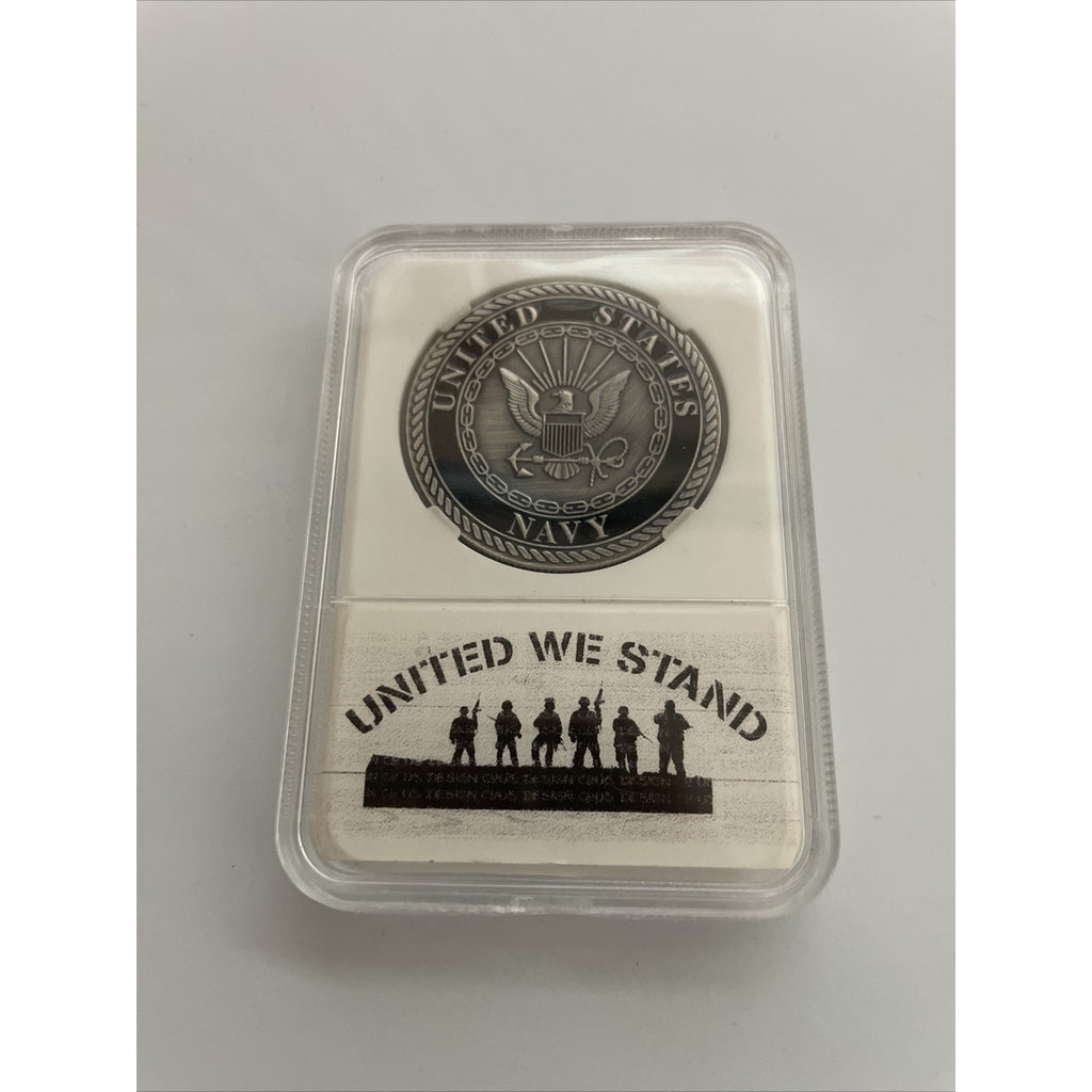 Us Navy Lieutenant 0-3 Coin w/ United We Stand Case
