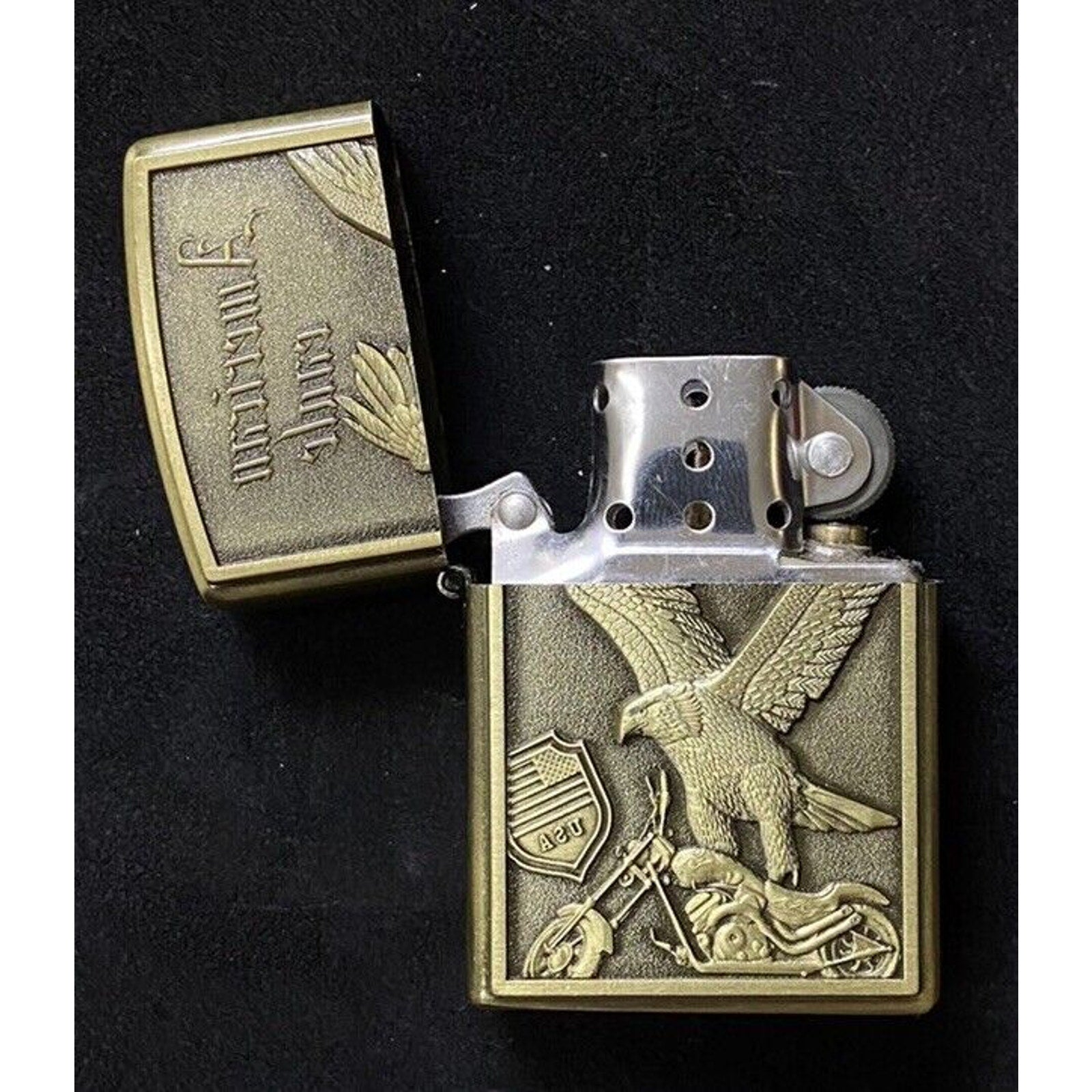 Military Vintage Zippo Lighter Deep Quality Engraved ( No Flint, Gas)