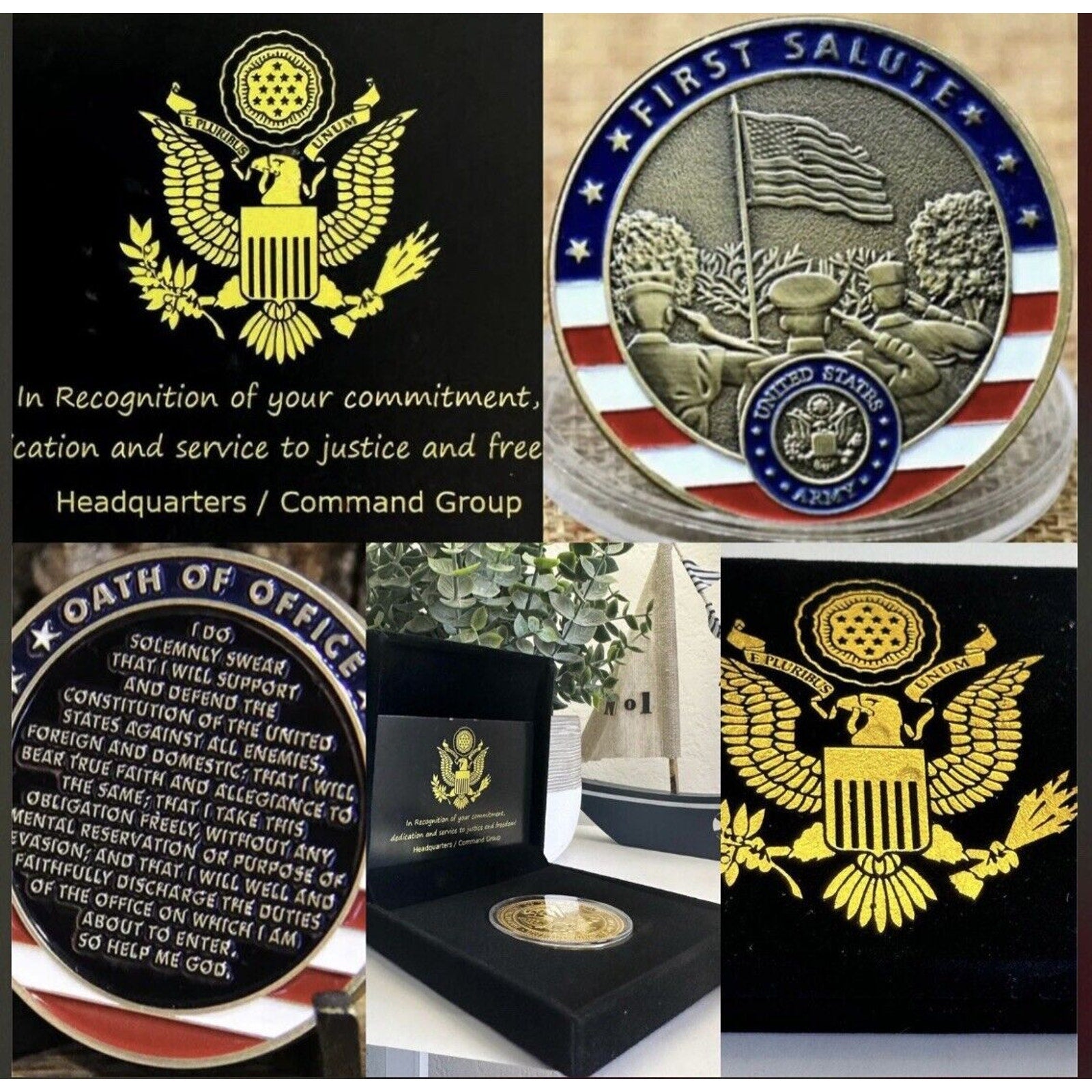 US Army 2nd Lt First Salute Oath Of Office Coin Challenge USA AMY