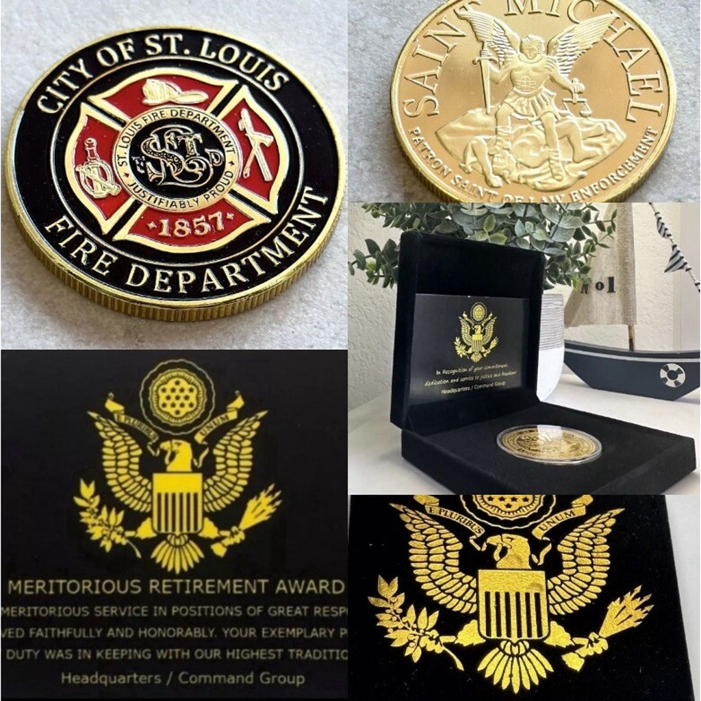 ST. LOUIS FIRE DEPT. Challenge Coin With Retirement Award