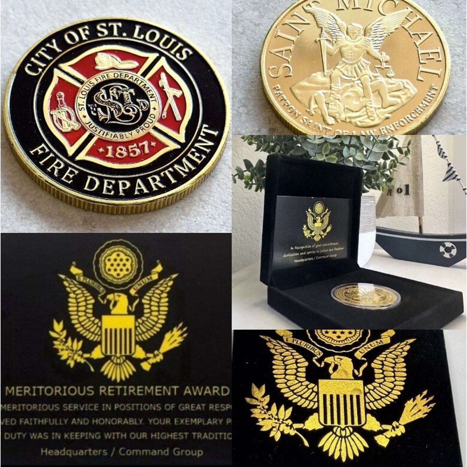 ST. LOUIS FIRE DEPT. Challenge Coin With Retirement Award