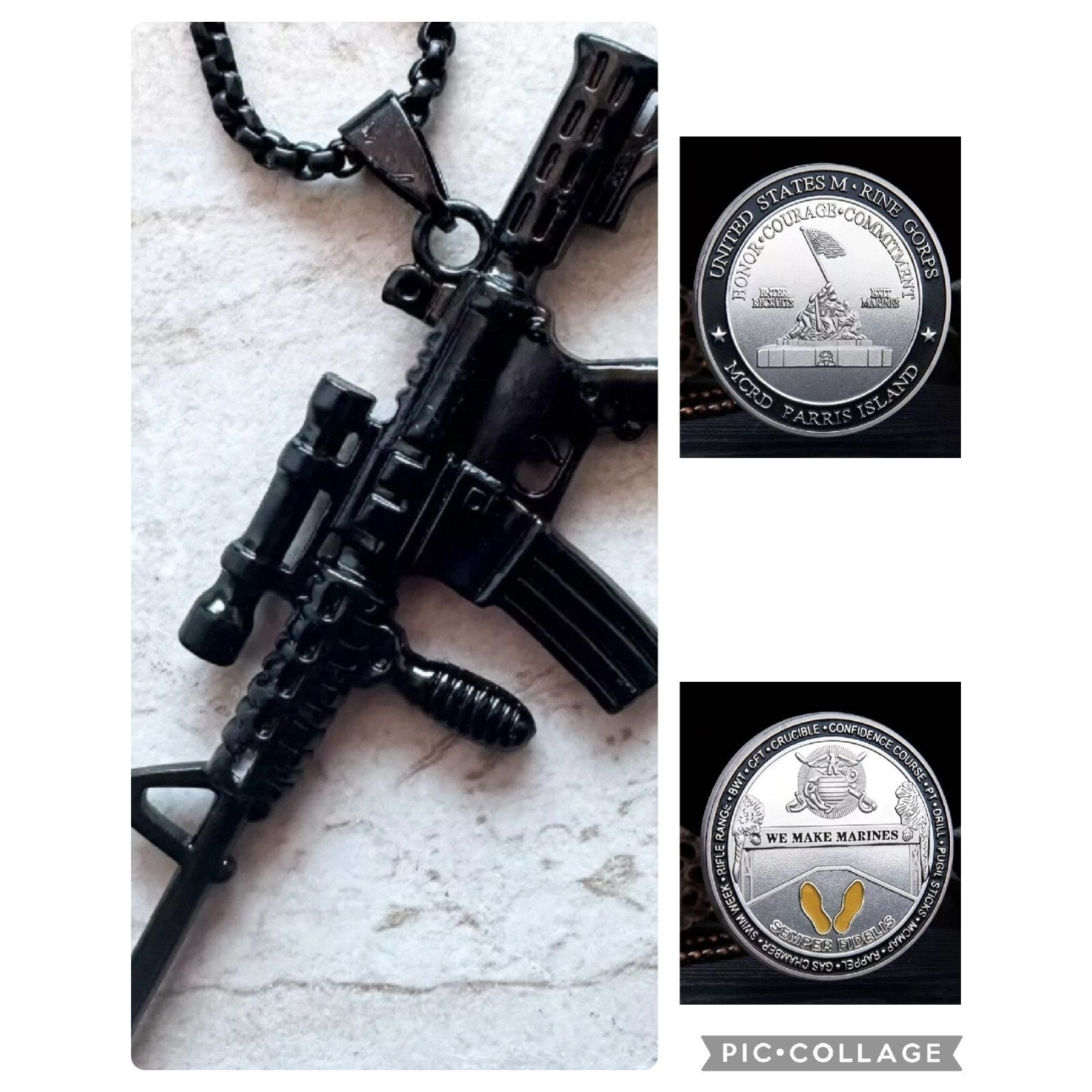 2pcsUSMC Marine Corps Recruit Depot Parris Island Official LIC 23125 And Dog Tag