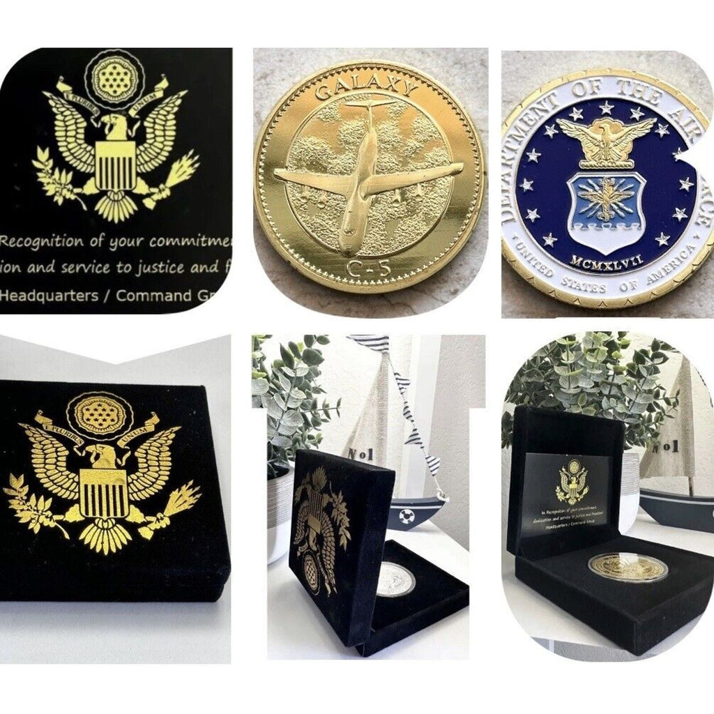U S AIR FORCE Aircraft C-5 GALAXY Challenge Coin USA-AF with case