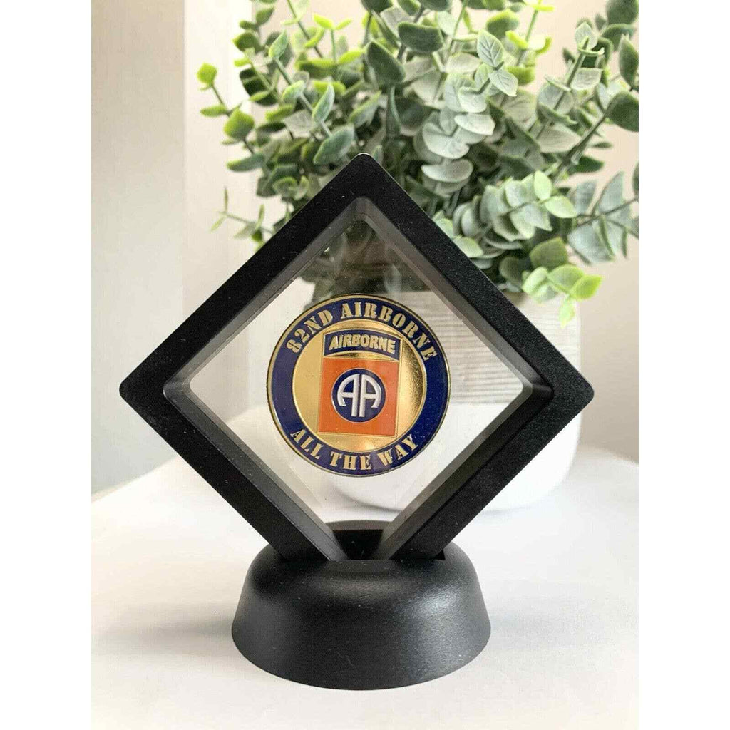 US ARMY 82nd Airborne Division "All The Way" Challenge Coin With 3D Display Case