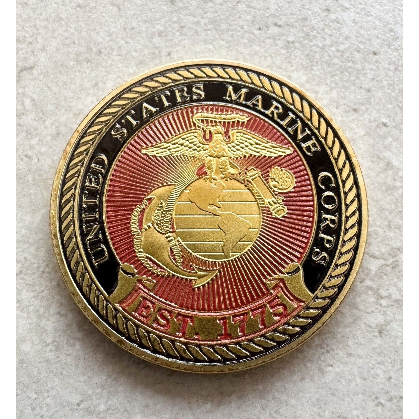 U.S. Marine Corps Semper Fidelis E-4 Corporal Challenge Coin With Case.