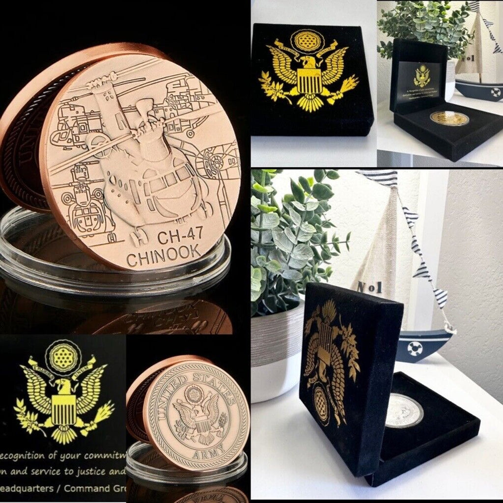 ARMY CH-47 CHINOOK MILITARY LOGO CHALLENGE COIN With Special Velvet Case