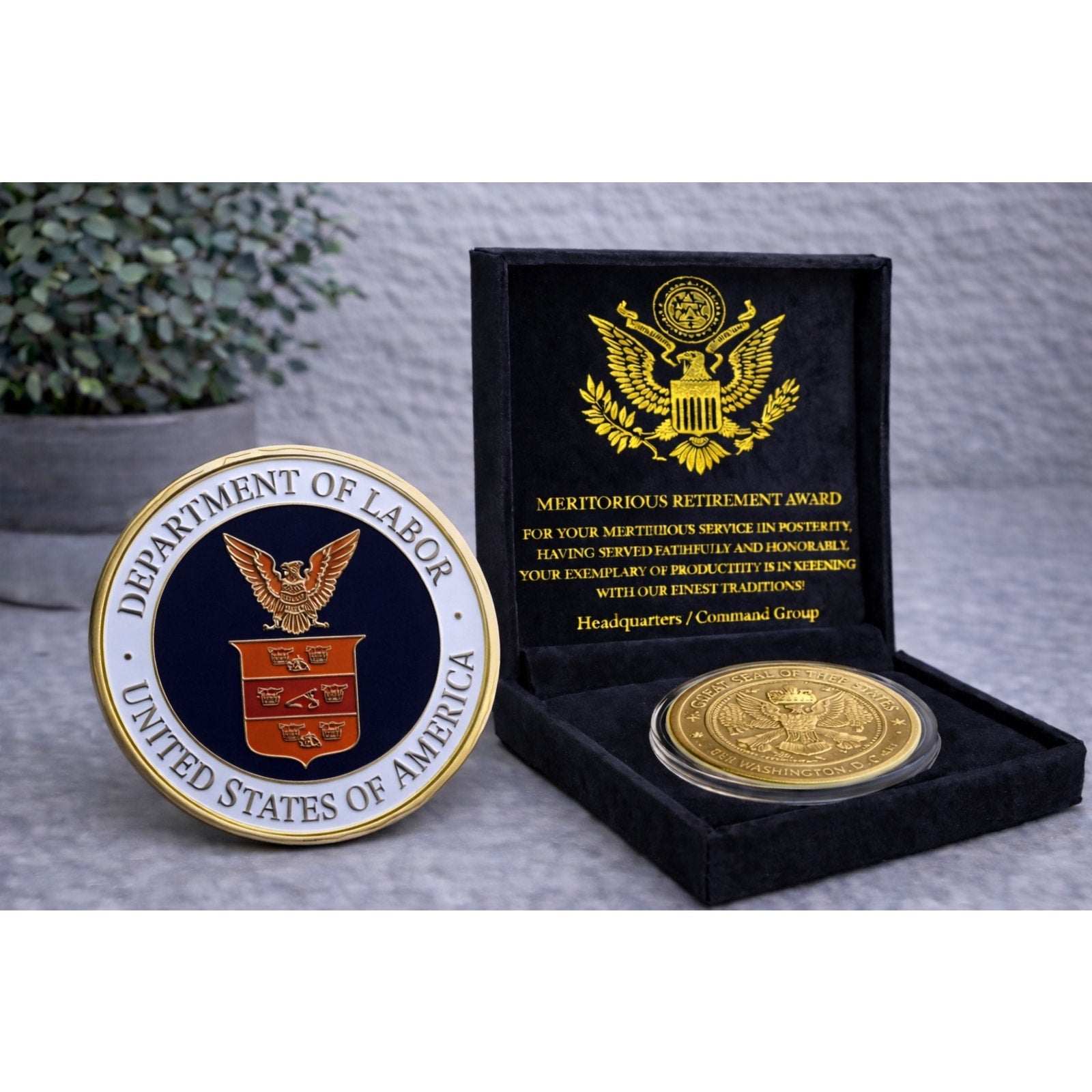 United States Department of Labor (DOL) Challenge Coin w/ Retirement Award