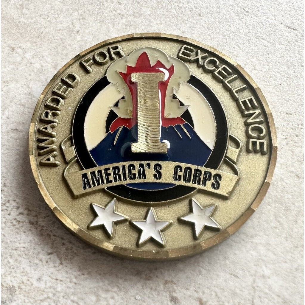 Original US Army 3 Star Of I Corps & Fort with Credential coin holder wallet