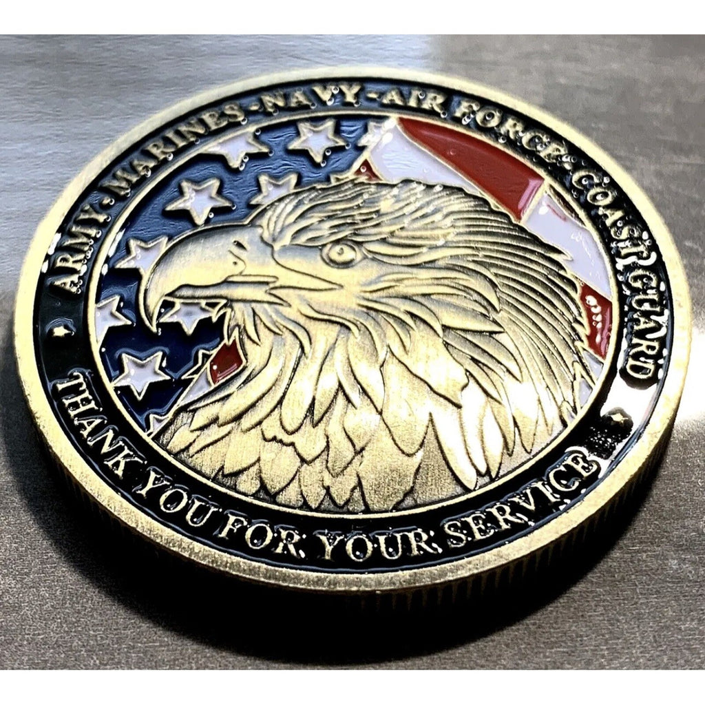US Military Eagle "THANK YOU"ARMY-NAVY- AIR FORCE COAST GUARD w/ Retirement Awar