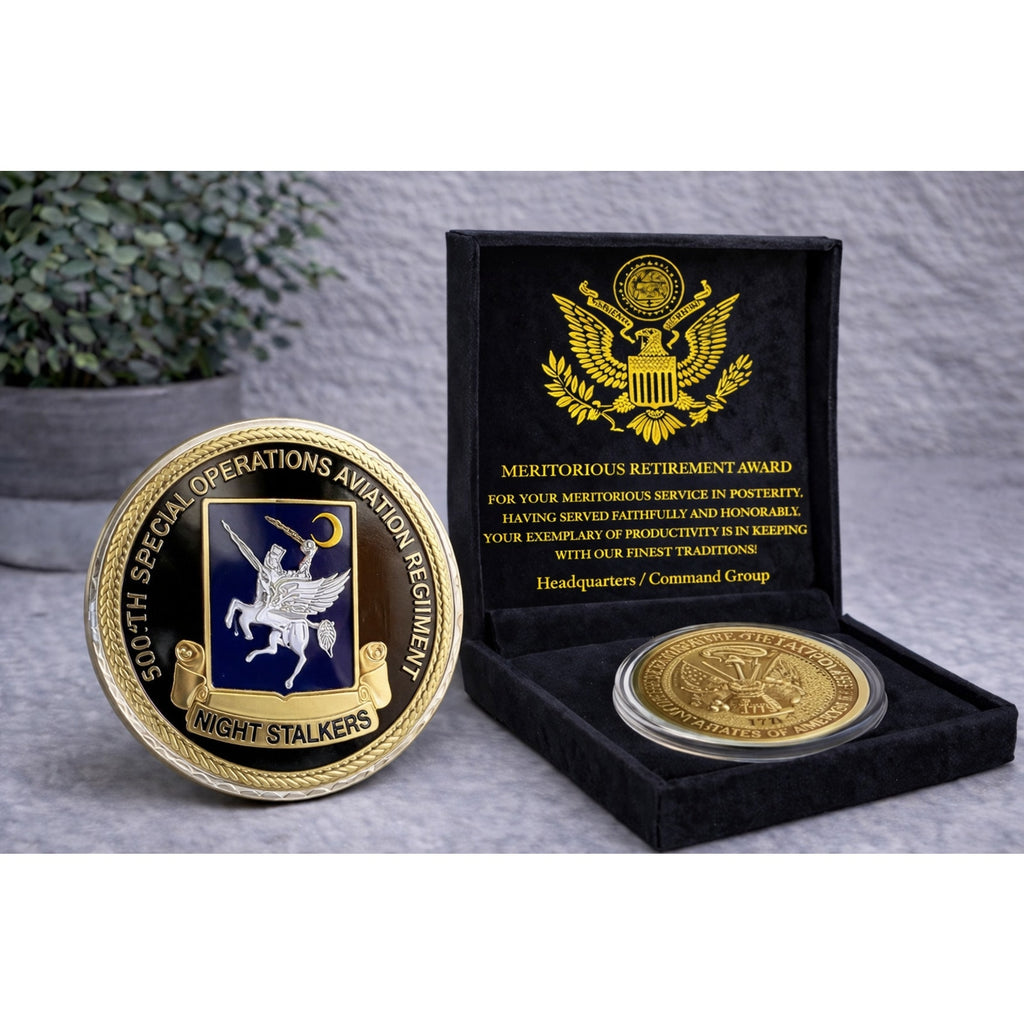 US ARMY 160th SPECIAL OPS AVIATION REG. "NIGHT STALKERS" w/ Retirement Award