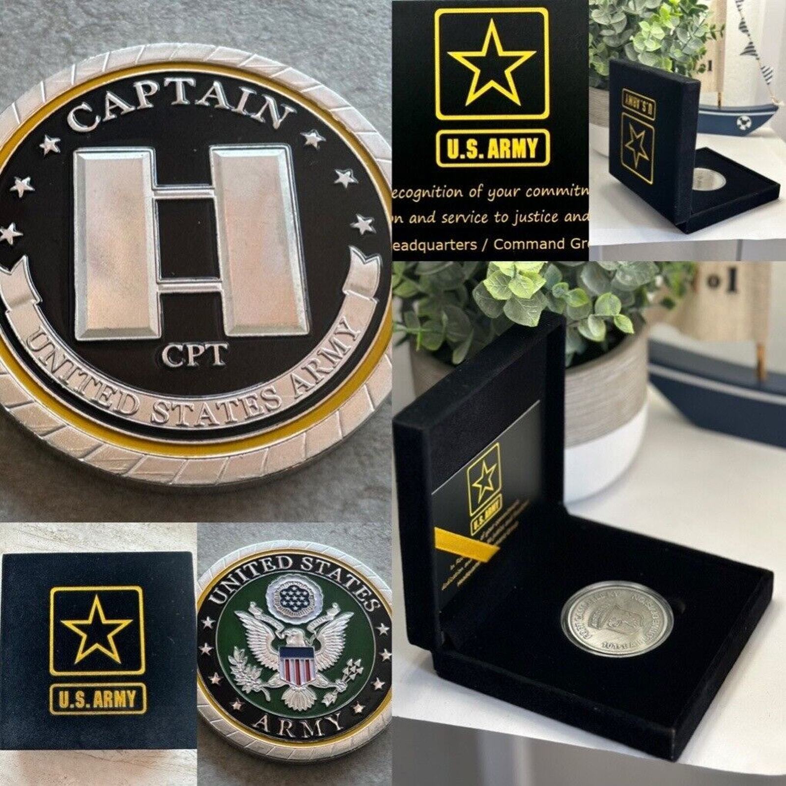Us Army Captain Rank CPT Coin Military With Special President Velvet Case
