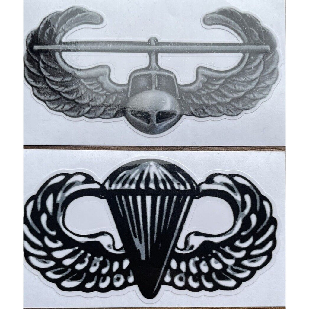 AIRBORNE JUMP and AIR ASSAULT WINGS Stack Window Sticker Decal - Black