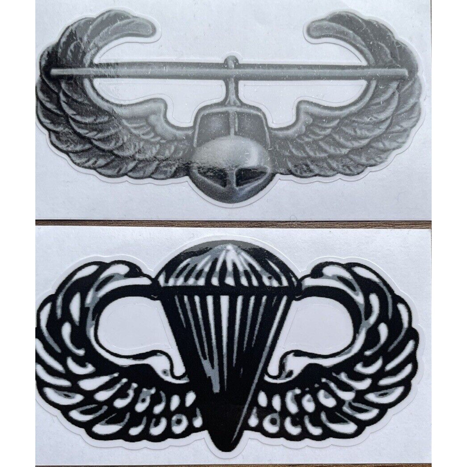 AIRBORNE JUMP and AIR ASSAULT WINGS Stack Window Sticker Decal - Black