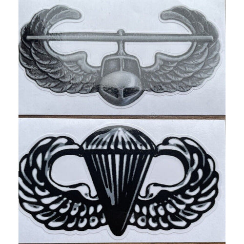 AIRBORNE JUMP and AIR ASSAULT WINGS Stack Window Sticker Decal - Black