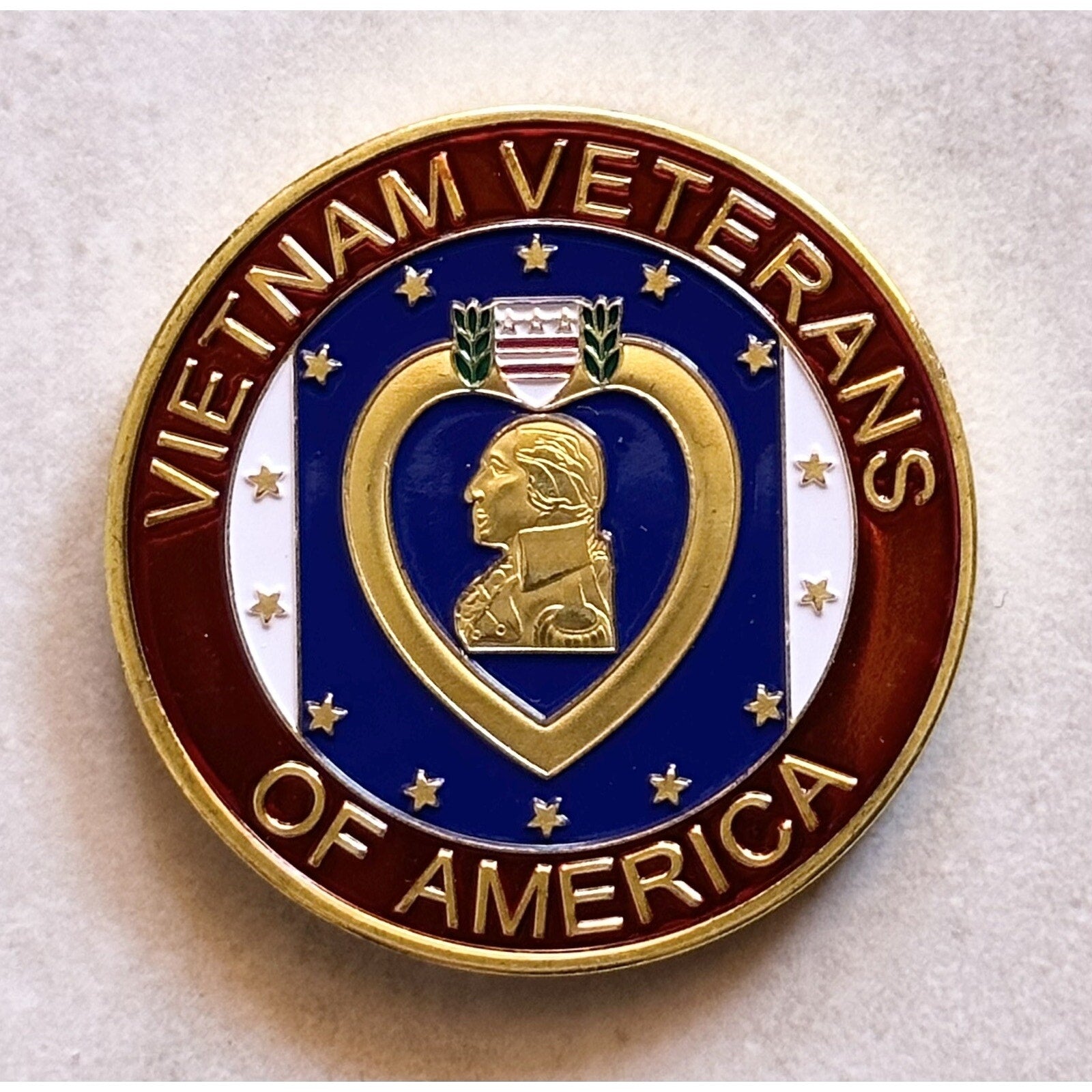 2 PCS LOT X VIETNAM VETERANS OF AMERICA (Purple Heart) Challenge Coin With Case
